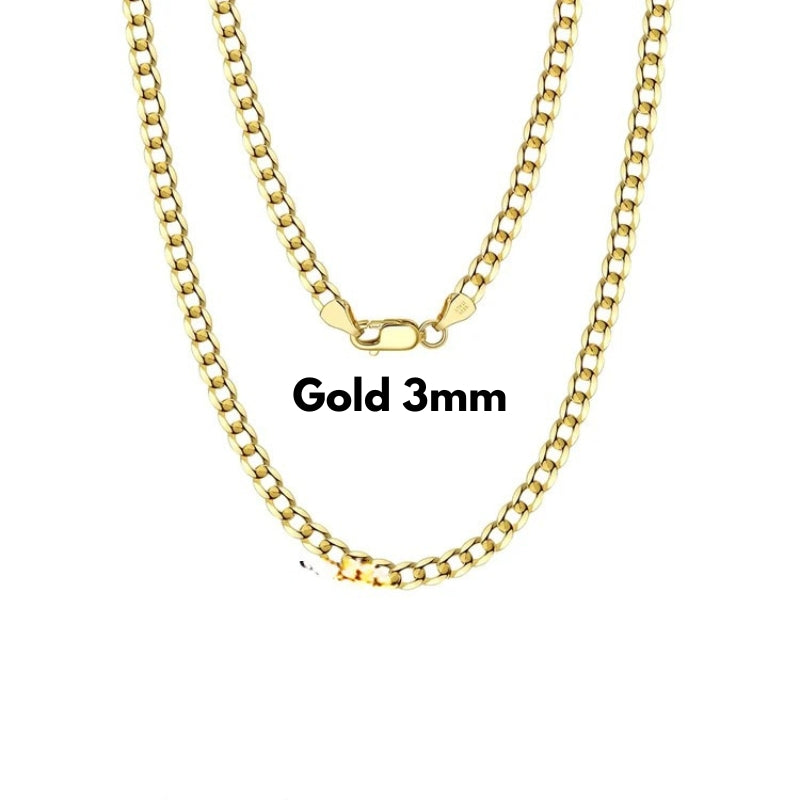 Vergoldete Panzerkette 3 mm mit Hochglanz-Finish – stilvolle Halskette für Männer und Frauen