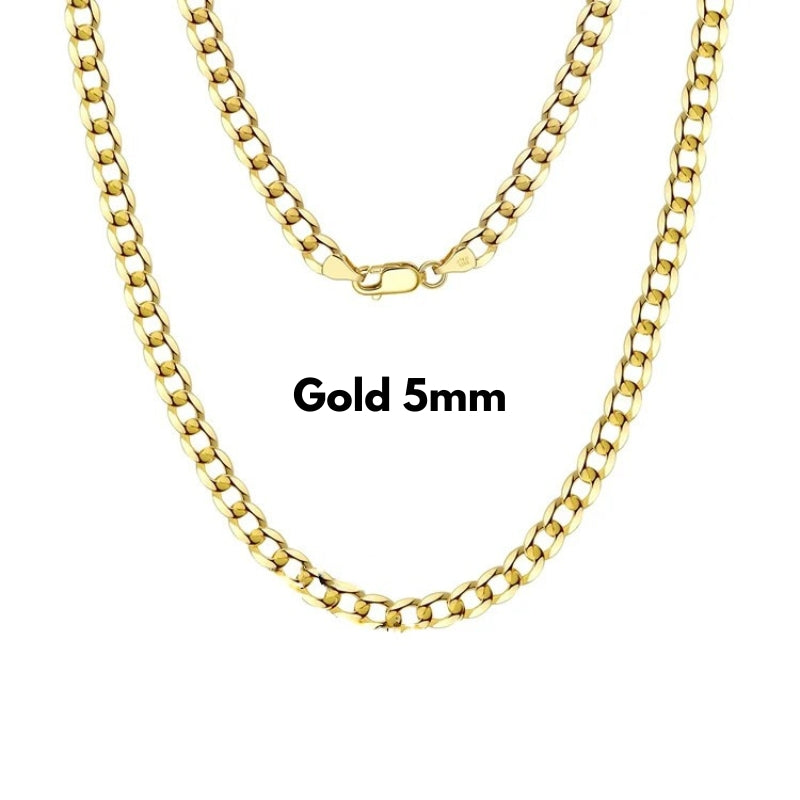 Goldene Panzerkette 5 mm, 18 K vergoldet, glänzende Gliederkette für einen markanten Look