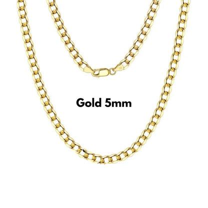 Goldene Panzerkette 5 mm, 18 K vergoldet, glänzende Gliederkette für einen markanten Look