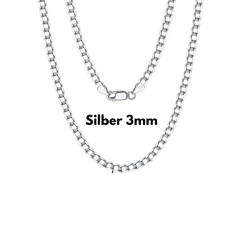 Feine Panzerkette aus 925 Sterling Silber, 3 mm Breite, elegantes Gliederdesign für Damen und Herren