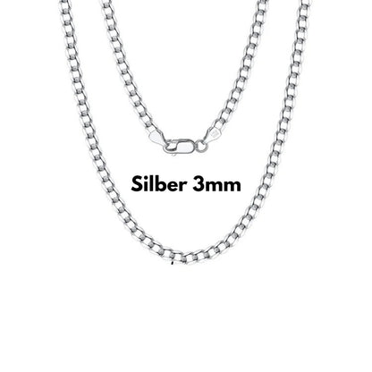 Feine Panzerkette aus 925 Sterling Silber, 3 mm Breite, elegantes Gliederdesign für Damen und Herren
