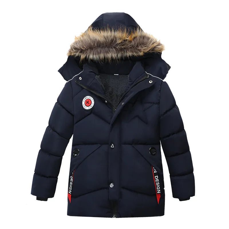 Herbst- und Winterjacke Kinder Jungen – Warme Kapuzenjacke mit Reißverschluss