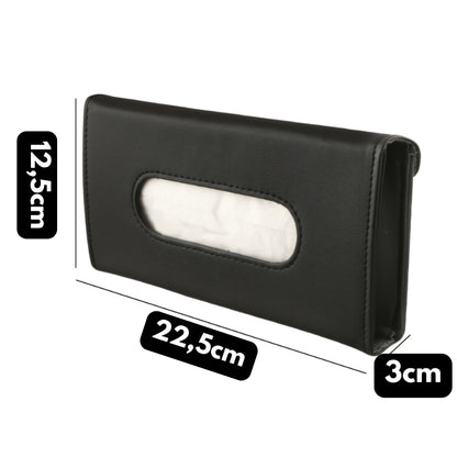 Maße der Auto Taschentuchbox für Sonnenblende – Länge 22,5 cm, Höhe 12,5 cm, Tiefe 3 cm