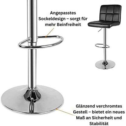 Detailansicht der verchromten Fußstütze und des Standfußes – sorgt für Stabilität und Beinfreiheit.