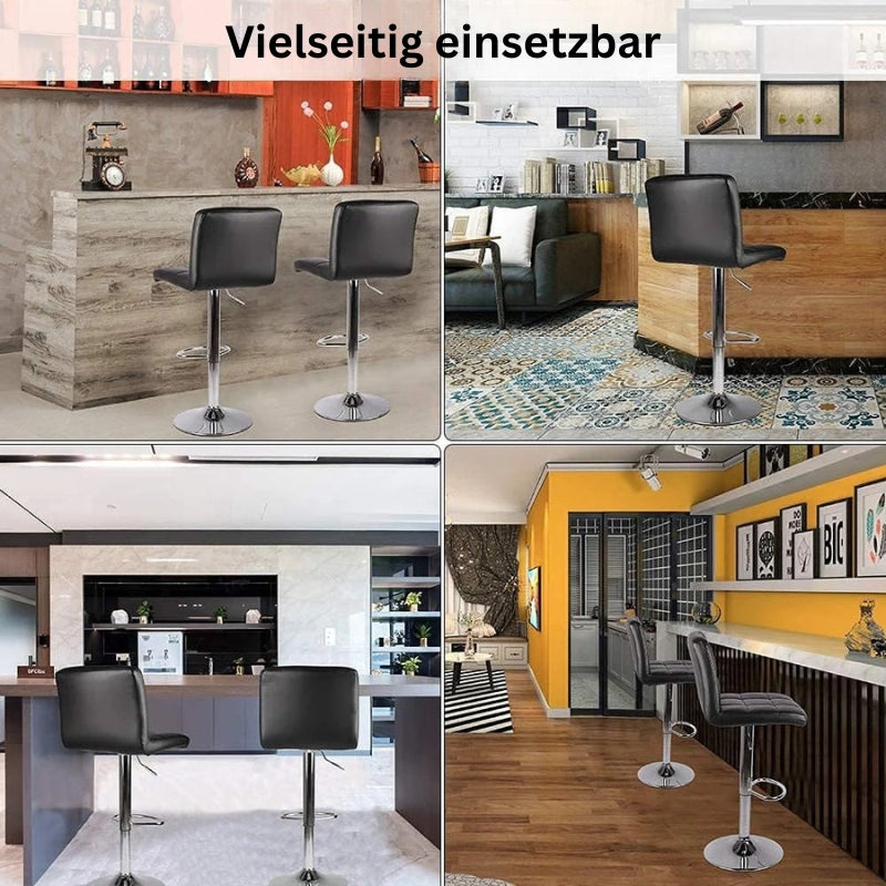 Vielseitig einsetzbarer Barstuhl in verschiedenen Wohn- und Küchenbereichen – moderne Innenraumbeispiele.