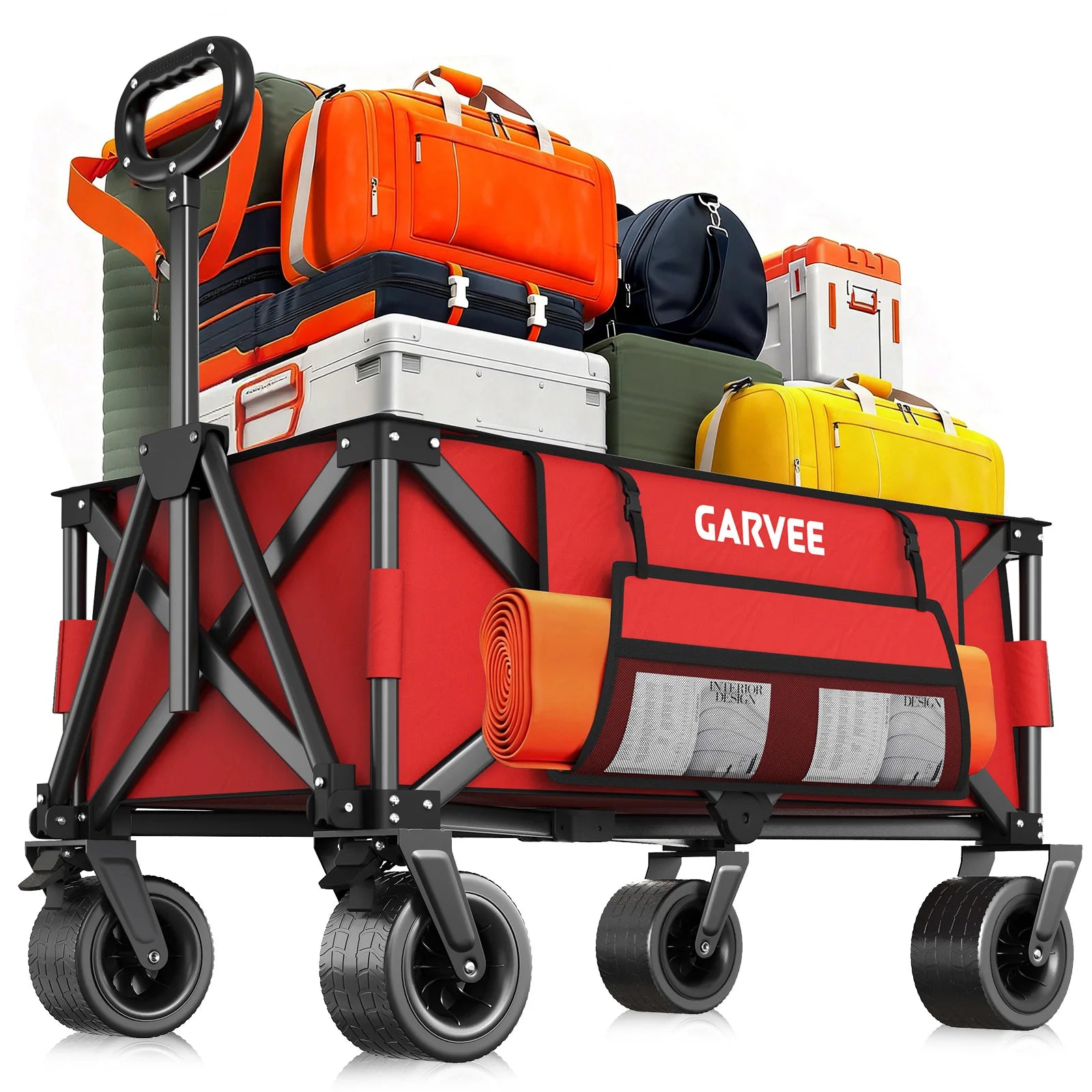Roter Heavy Duty Bollerwagen mit hoher Tragkraft für Outdoor, Camping und Transport.