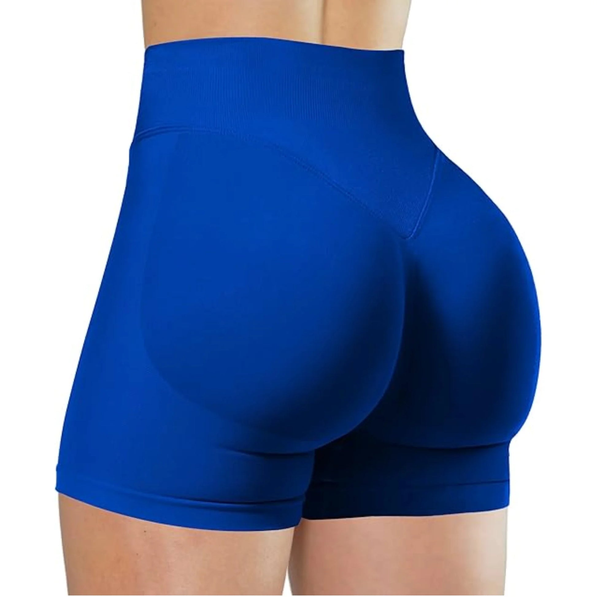 Damen High-Waist Yoga Shorts in Dunkelblau – elastische und figurbetonte Fitness Shorts für Training, Laufen und Workout.