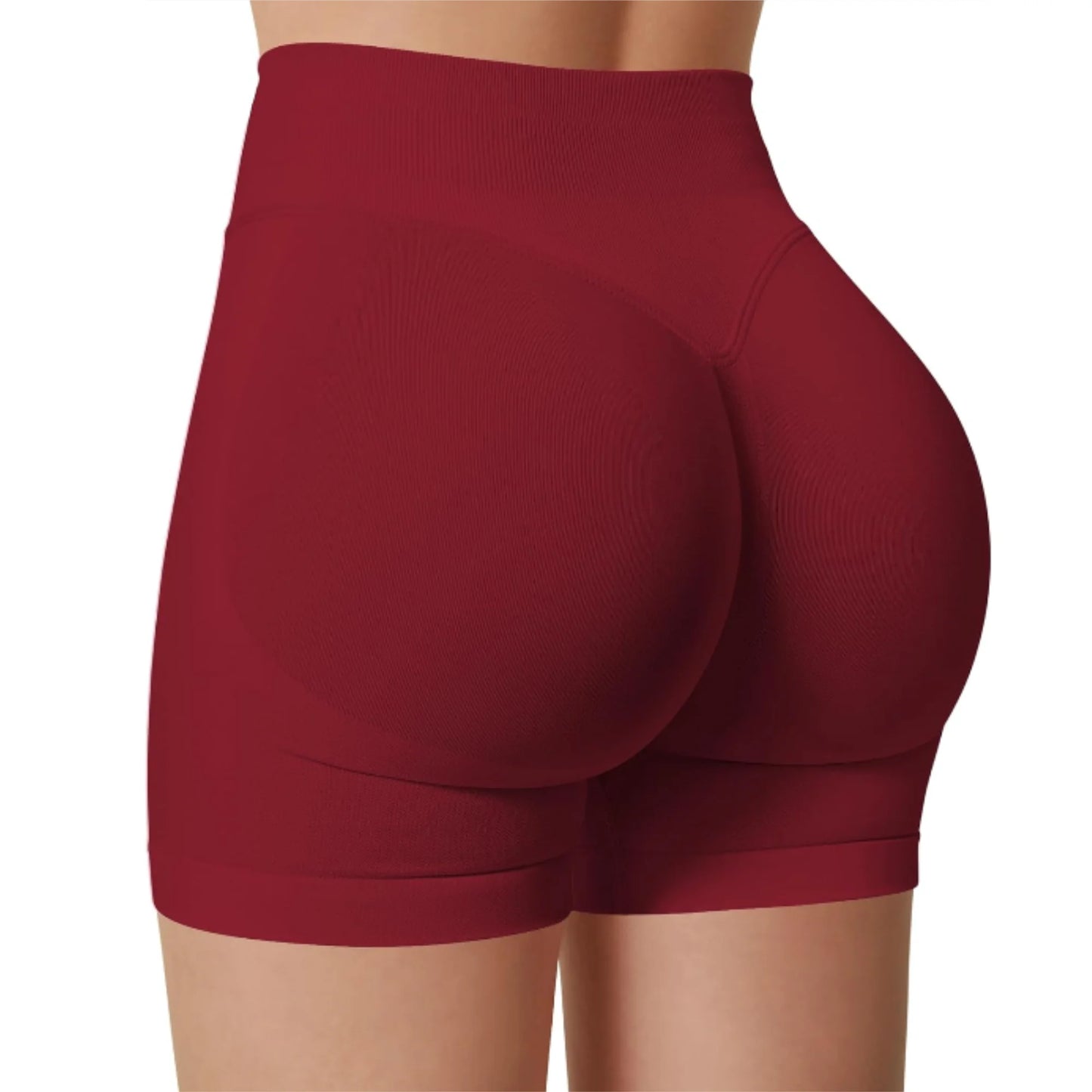 Damen High-Waist Yoga Shorts in Rot – elastische und figurbetonte Fitness Shorts für Training, Laufen und Workout.