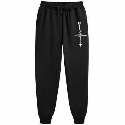 Schwarze Damen Jogginghose mit Herz-Pfeil-Print und elastischem Bund