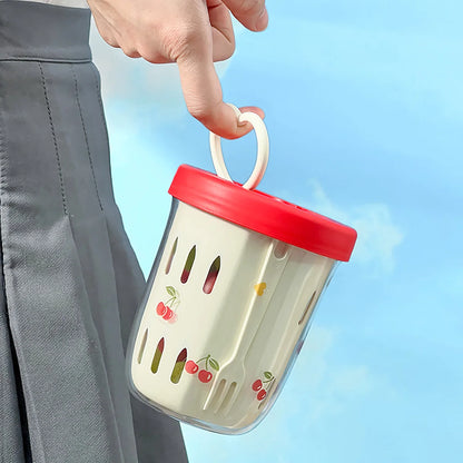 Tragbarer Frühstücksbecher mit Deckel und Griff – bequemes Mitnehmen für Schule, Arbeit und Freizeit.