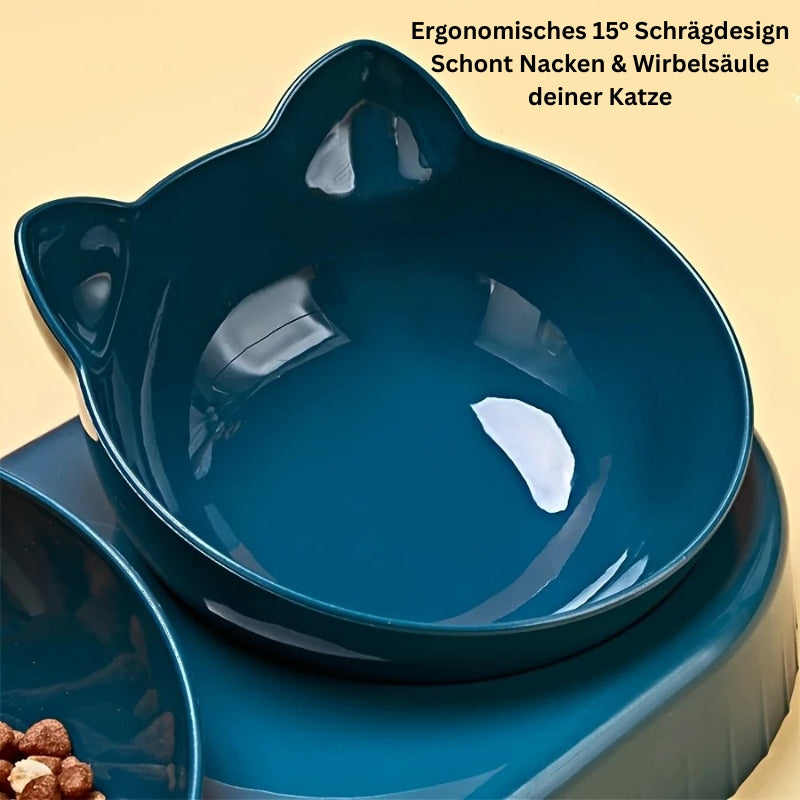 Katzen Futternapf mit ergonomischem 15° Schrägdesign für Nacken- und Wirbelsäulenschutz