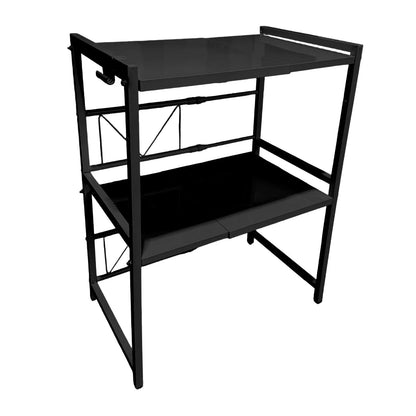 Schwarzes verstellbares Mikrowellenregal als freistehende Produktansicht.