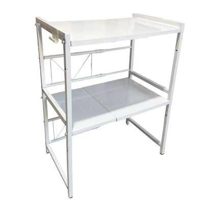 Weißes verstellbares Mikrowellenregal als freistehende Produktansicht.