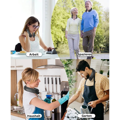 Tragbarer Nackenventilator für Arbeit, Haushalt, Garten und Spaziergänge.
