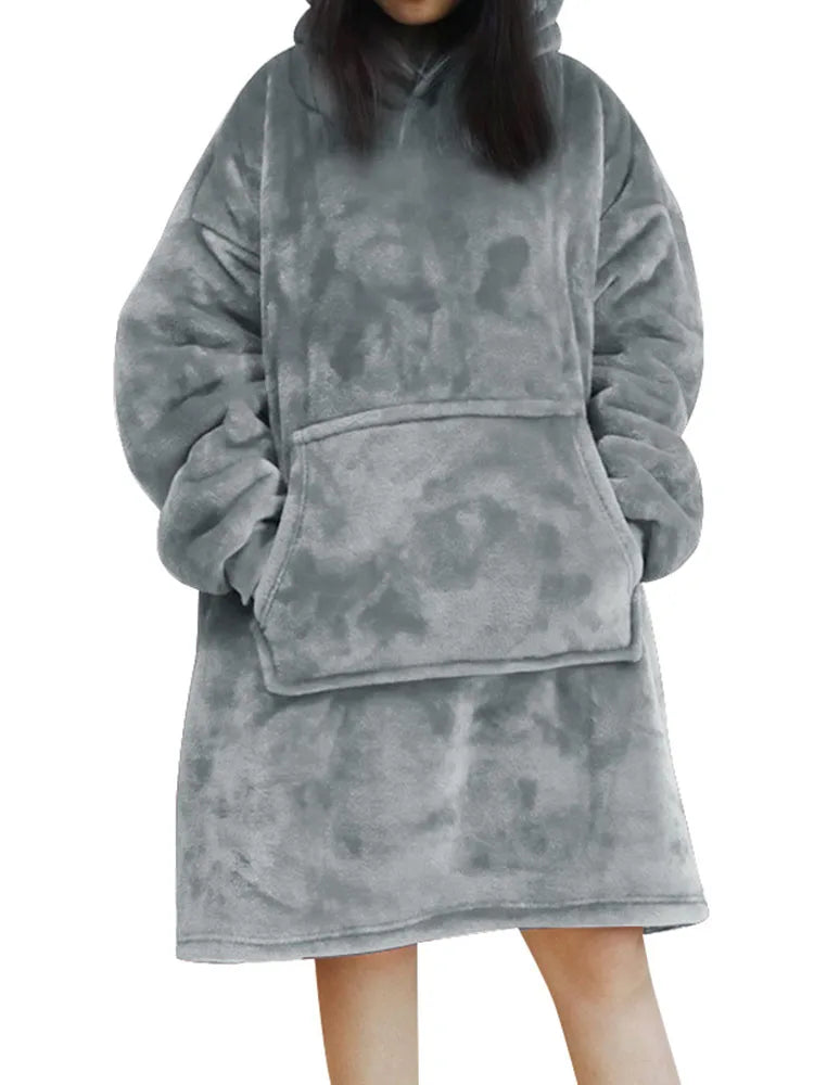 Oversized Hoodie Damen Anthrazit kuschelig mit Kapuze