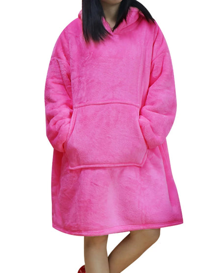 Oversized Hoodie in Pink – kuscheliger Fleece Pullover mit Kapuze