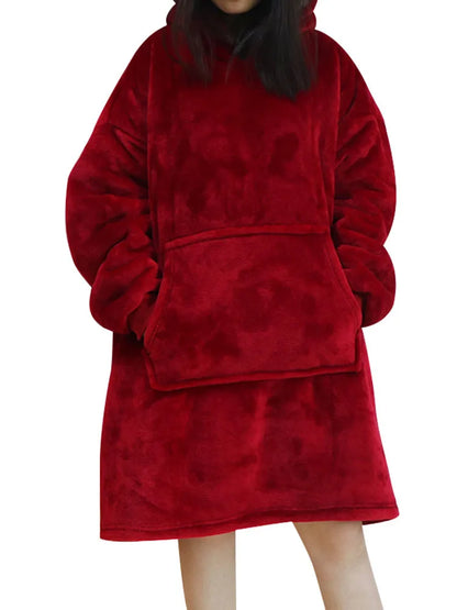 Oversized Hoodie in Rot – warmer und flauschiger Fleece Kapuzenpullover