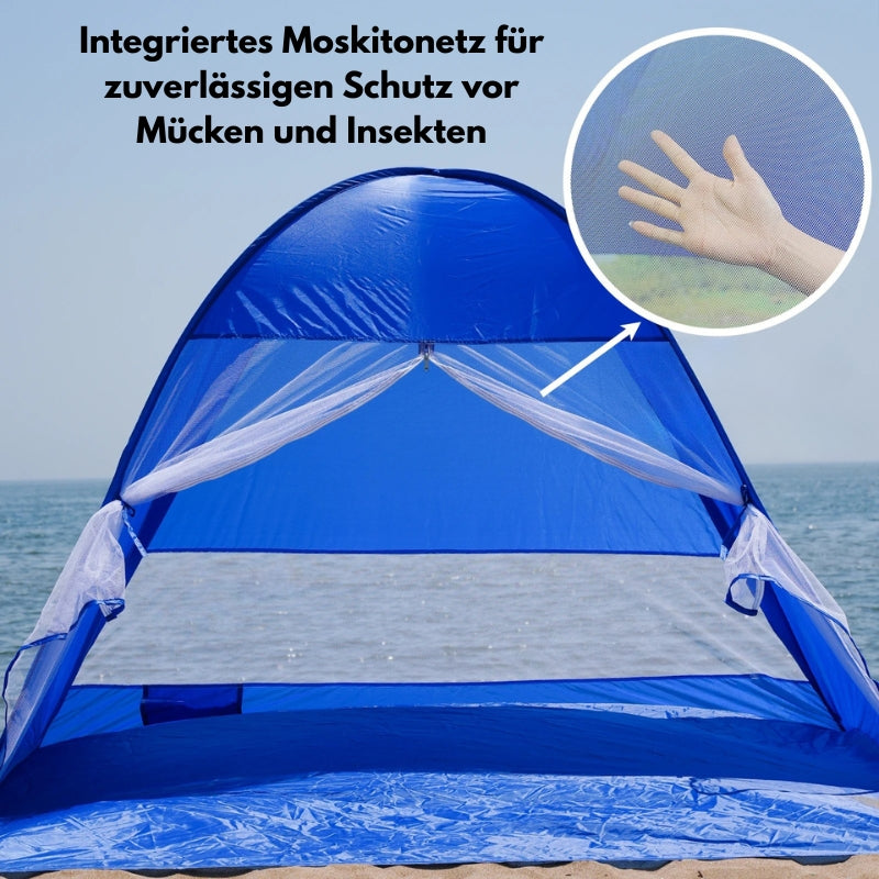 Strandmuschel mit integriertem Moskitonetz zum Schutz vor Mücken und Insekten.