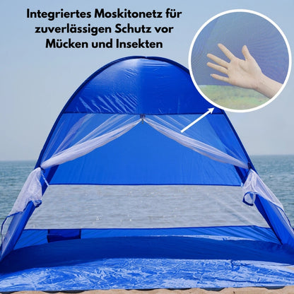 Strandmuschel mit integriertem Moskitonetz zum Schutz vor Mücken und Insekten.