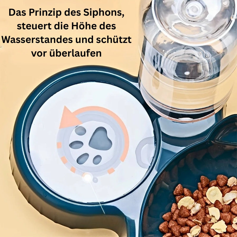 Katzenschale mit Siphon-Prinzip, reguliert den Wasserstand und verhindert Überlaufen